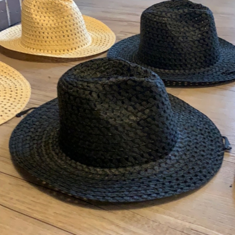 Black woven cowboy straw hat